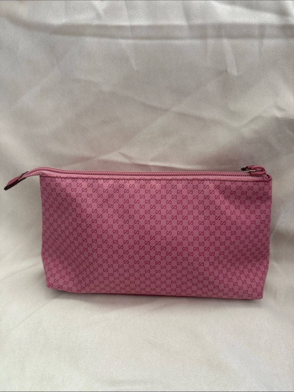 Gucci Pink GG Monogram Cosmetic Pouch Clutch with CoA